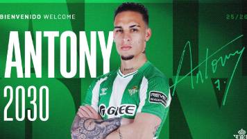 Real Betis anuncia el fichaje definitivo del brasileño Antony hasta 2030