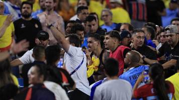 Video: Terrible golpe a Darwin Núñez en la batalla campal entre jugadores e hinchas 