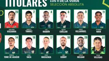 Equipo titular confirmado de la Verde con Viscarra y Torrez como principales novedades