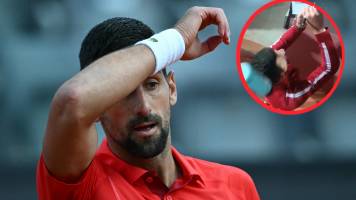 Video: Djokovic cae al suelo tras sufrir un golpe en la cabeza con la botella de un aficionado