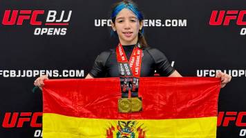 ¡Bolivia en lo más alto! Francielly Ruiz gana el oro en el torneo infantil UFC BJJ Open