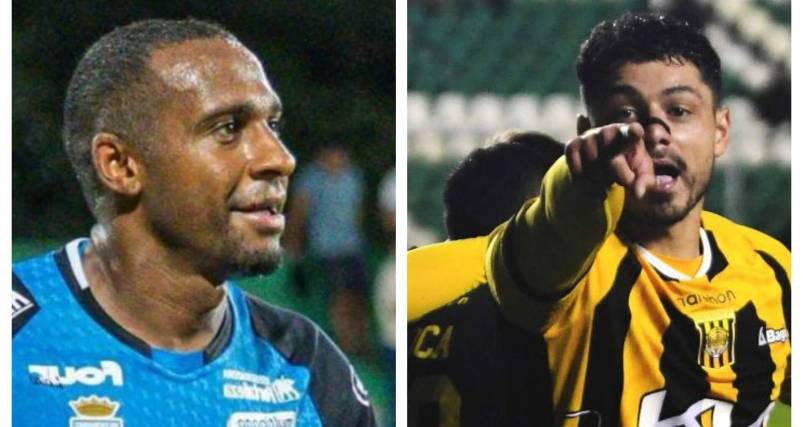 El delantero de Blooming Garcés (izq.) y el atacante de The Strongest Lom.