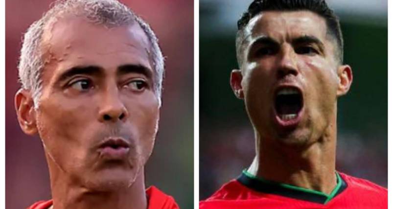 Romário, exjugador de la selección brasileña (izq.) y Cristiano Ronaldo, delantero de Portugal.