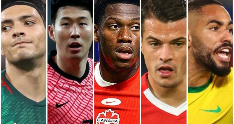 Jiménez de México, Son de Corea, David de Canadá, Xhaka de Suiza y Cunha de Brasil (de izq. a der.).