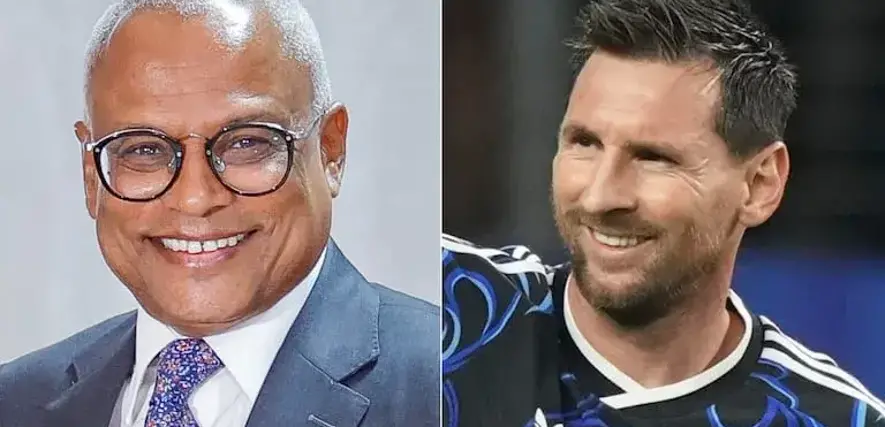 El presidente de Cabo Verde, José María Neves (izq.) y el argentino Lionel Messi. 
