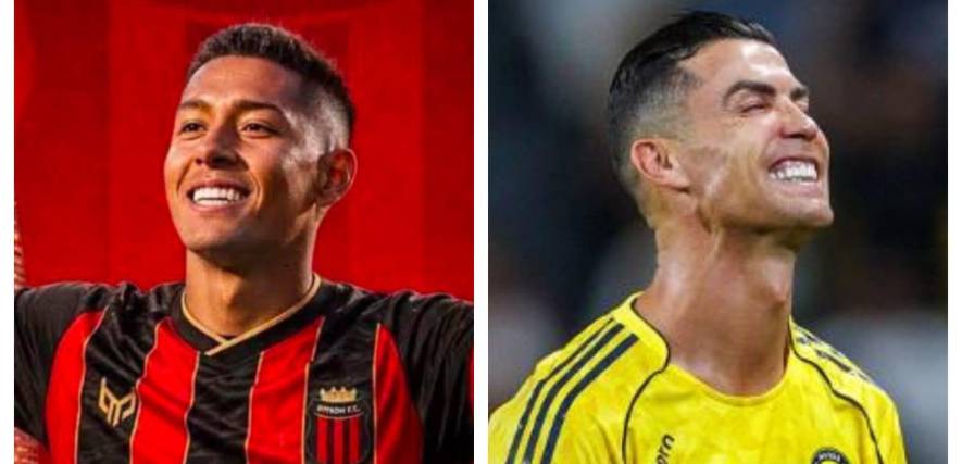 El boliviano Ramiro Vaca con la camiseta del Al Riyadh (izq.) y Cristiano Ronaldo de Al Nassr.