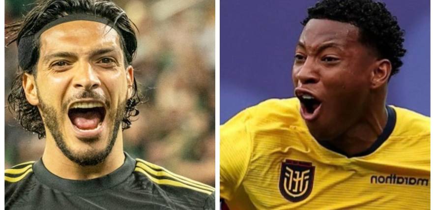 El mexicano Raúl Jiménez (izq.) y el ecuatoriano Gonzalo Plata. 