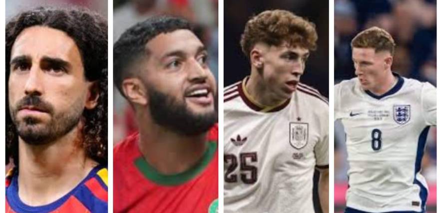 Cucurella (izq.), Saibari, Múñoz y Anderson cambian de equipo durante el Mundial 2026.