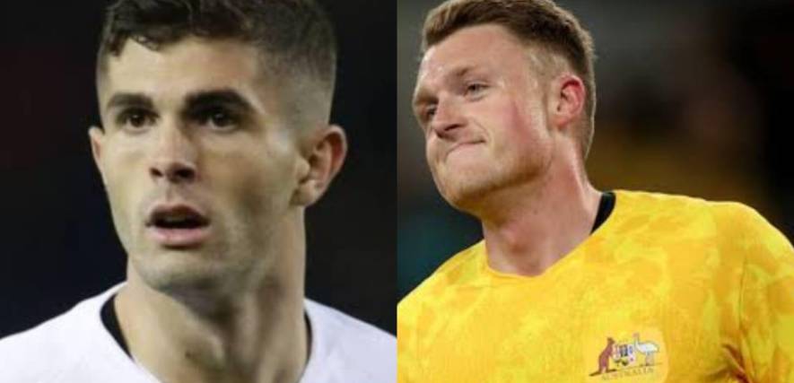 El norteamericano Pulisic (izq.) y el australiano Souttar.