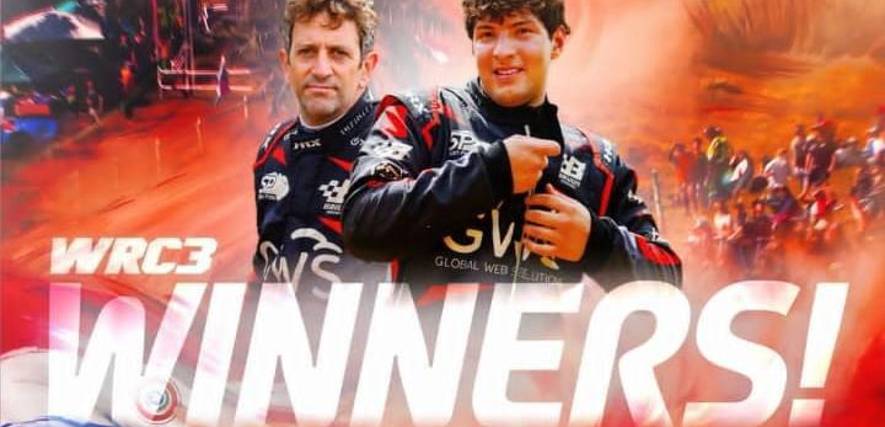 Nataniel Bruun (izq), el piloto boliviano, campeón en el Rally Paraguay.