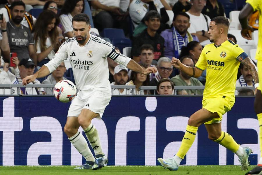 El defensa del Real Madrid Dani Carvajal instantes antes de sufrir una lesión en una rodilla