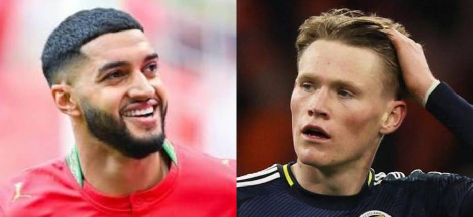 Saibari de Marruecos (izq.) y McTominay de Escocia. 