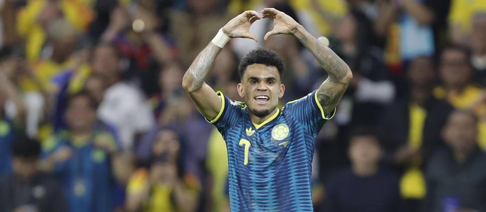 Luis Díaz de Colombia celebra un gol este miércoles, en un partido del grupo K del Mundial 2026.
